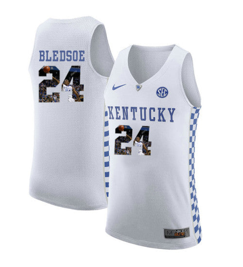 Kentucky Wildcats 24 Eric Bledsoe College Basketball Jersey White retro stitched fan jersey RTJ4506 image 1