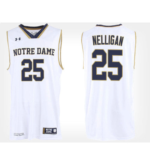 Notre Dame Fighting Irish 25 Liam Nelligan White Road College Basketball Jersey retro stitched fan jersey RTJ2944
