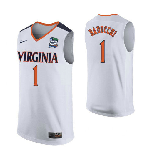 Virginia Cavaliers 1 Francesco Badocchi White College Basketball Jersey retro stitched fan jersey RTJ7148 image 1