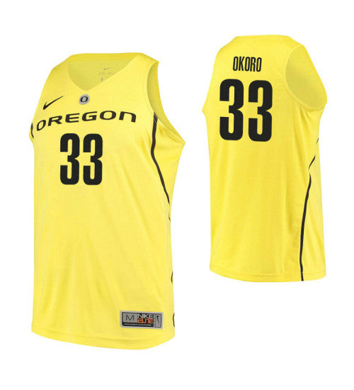 Oregon Ducks 33 Francis Okoro College Basketball Jersey Yellow retro stitched fan jersey RTJ8384 image 1