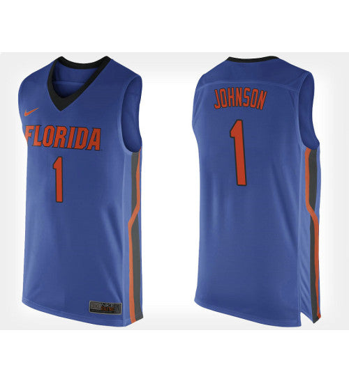 Florida Gators 1 Chase Johnson Blue Home College Basketball Jersey retro stitched fan jersey RTJ5510 image 1