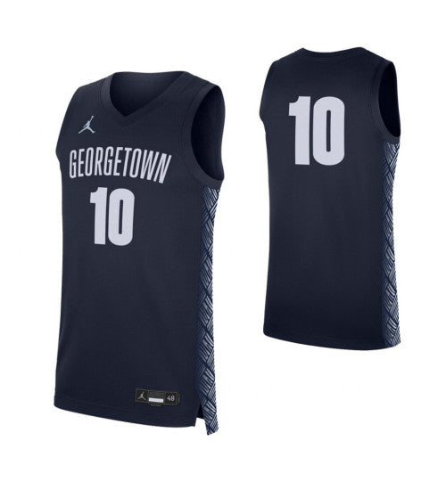 Georgetown Hoyas 10 College Basketball Jersey Navy retro stitched fan jersey RTJ11237 image 1