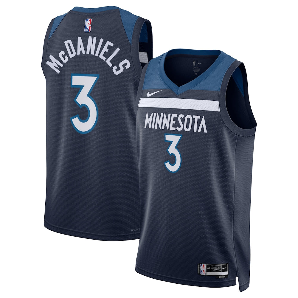 Minnesota Timberwolves Icon Edition Swingman Jersey Navy Jaden Mcdaniels retro stitched fan jersey RTJ12970 image 1