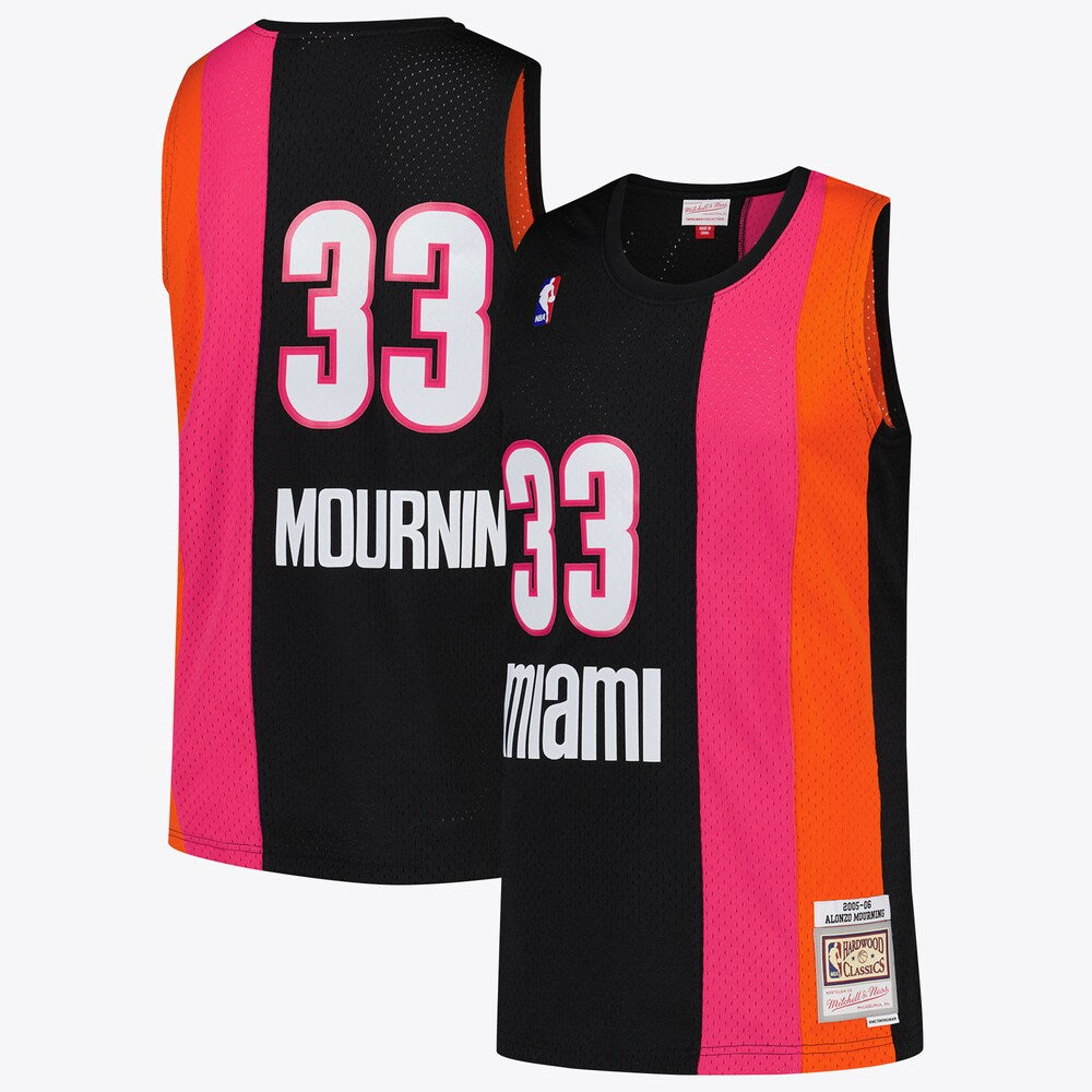 Miami Heat NBA Alonzo Mourning Hardwood Classics Road Jersey By M&N retro stitched fan jersey RTJ12934 image 1