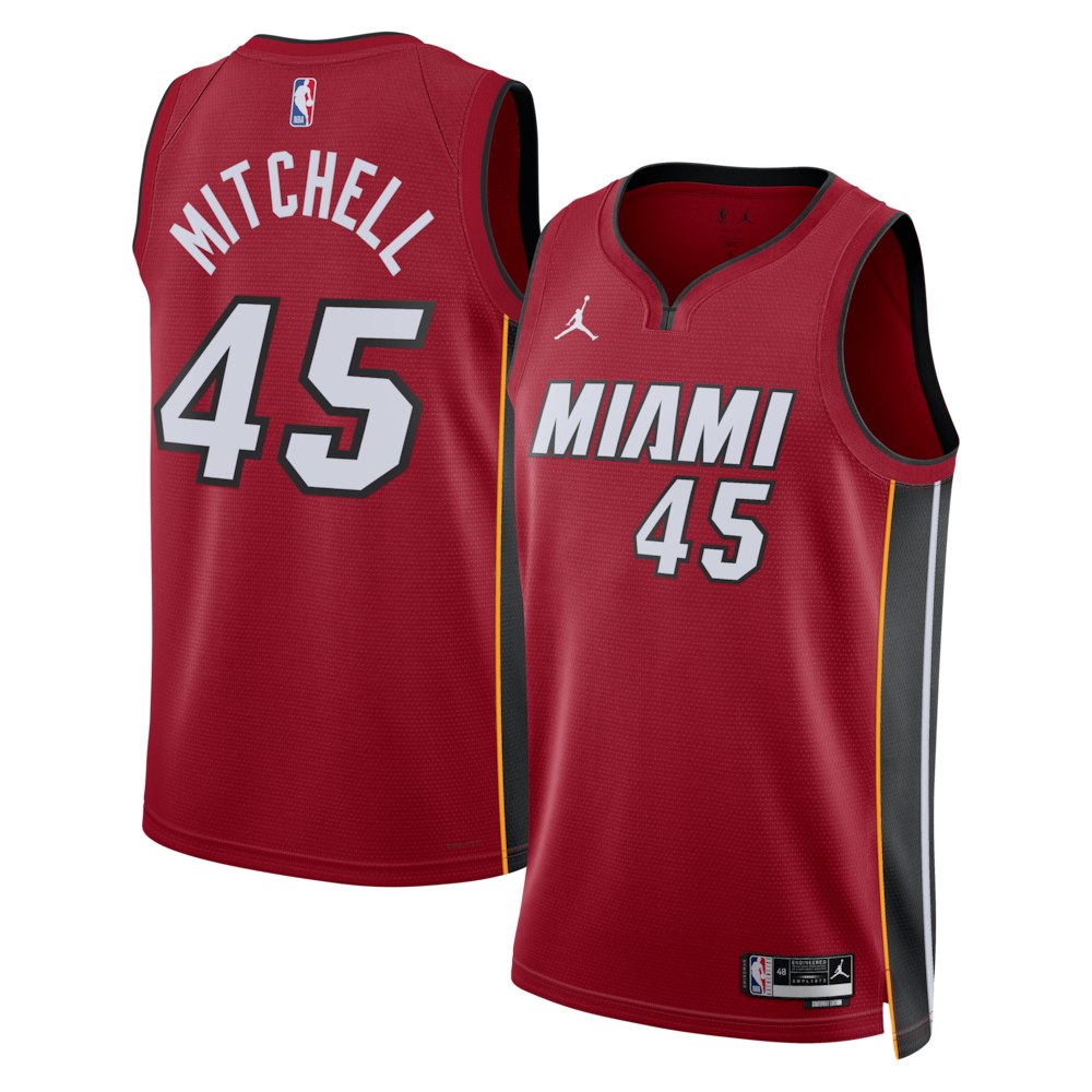 Miami Heat Jordan Brand Statement Edition Swingman Jersey Red Davion Mitchell retro stitched fan jersey RTJ12855 image