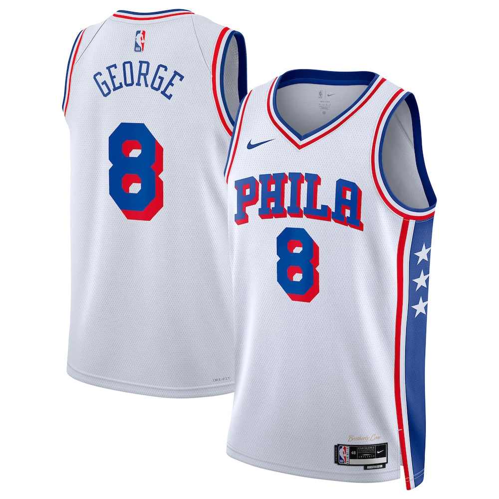 Philadelphia 76ers Association Edition Swingman Jersey White Paul George retro stitched fan jersey RTJ12784 image 1