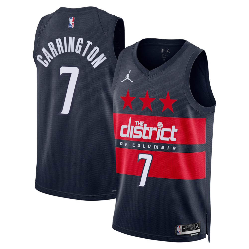 Washington Wizards Jordan Brand Statement Edition Swingman Jersey Navy Bub Carrington retro stitched fan jersey