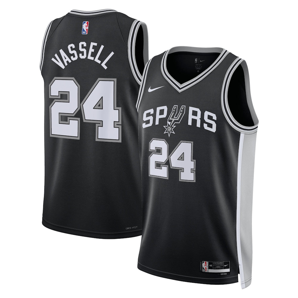 San Antonio Spurs Icon Edition Swingman Jersey Black Devin Vassell retro stitched fan jersey RTJ12687 image 1