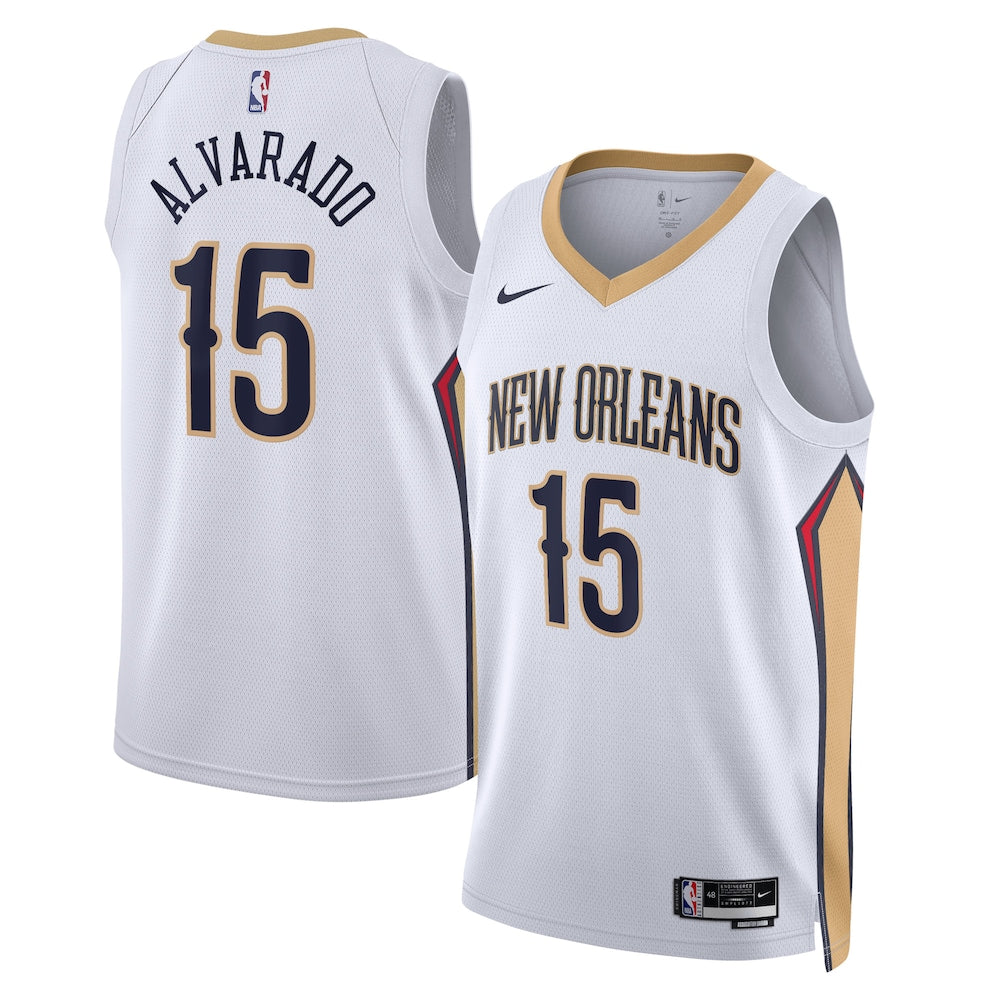 New Orleans Pelicans Association Edition Swingman Jersey White Jose Alvarado retro stitched fan jersey RTJ12677 image 1