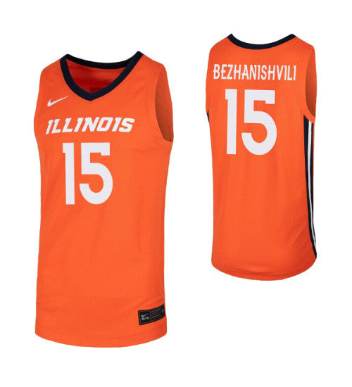Giorgi Bezhanishvili College Basketball Jersey Orange Illinois Fighting Illini retro stitched fan jersey RTJ5289 image