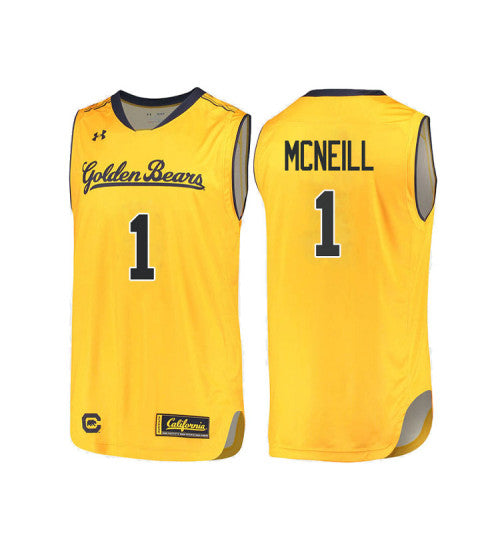 California Golden Bears 1 Darius Mcneill College Basketball Jersey Gold 6505 retro stitched fan jersey RTJ6144 image 1
