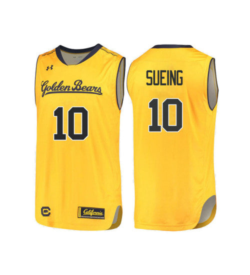 California Golden Bears 10 Justice Sueing College Basketball Jersey Gold 612 retro stitched fan jersey RTJ12037 image 1