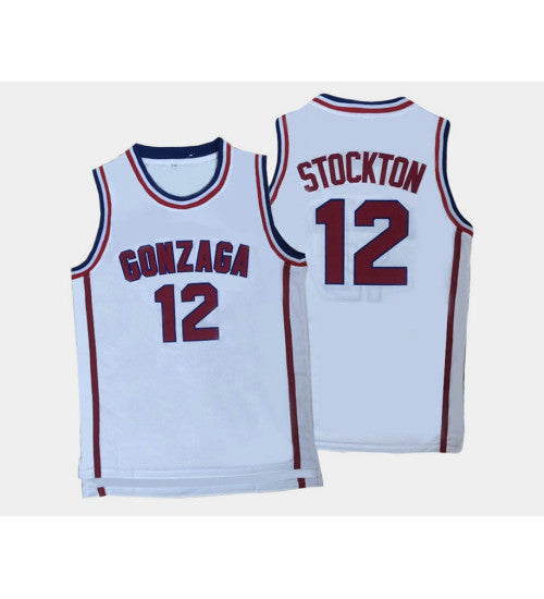Gonzaga Bulldogs 12 John Stockton White Home College Basketball Jersey retro stitched fan jersey RTJ5273 image 1