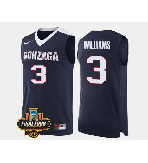 Gonzaga Bulldogs 3 Johnathan Williams Navy Road College Basketball Jersey retro stitched fan jersey RTJ5236 image 1