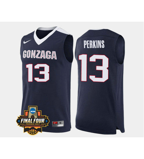 Gonzaga Bulldogs 13 Josh Perkins Navy Road College Basketball Jersey retro stitched fan jersey RTJ5267 image 1