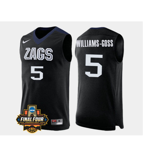 Gonzaga Bulldogs 5 Nigel Williams Goss Black Alternate College Basketball Jersey retro stitched fan jersey RTJ11097