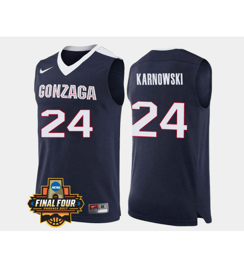 Gonzaga Bulldogs 24 Przemek Karnowski Navy Road College Basketball Jersey retro stitched fan jersey RTJ11121 image 1