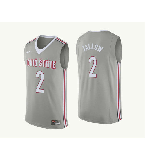 Ohio State Buckeyes 2 Musa Jallow College Basketball Jersey Gray 3990 retro stitched fan jersey RTJ8659 image 1