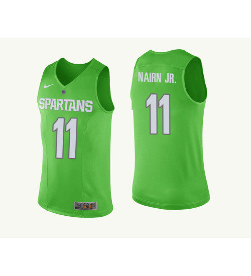Michigan State Spartans 11 Lourawls Nairn Jr College Basketball Jersey Green retro stitched fan jersey RTJ3941 image 1