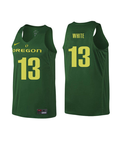 Oregon Ducks 13 Paul White College Basketball Jersey Green retro stitched fan jersey RTJ8425 image 1