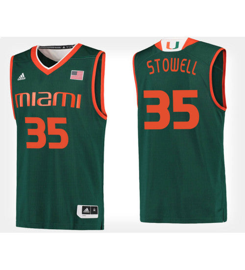 Miami Hurricanes 35 Chris Stowell Green Alternate College Basketball Jersey retro stitched fan jersey RTJ9829 image 1