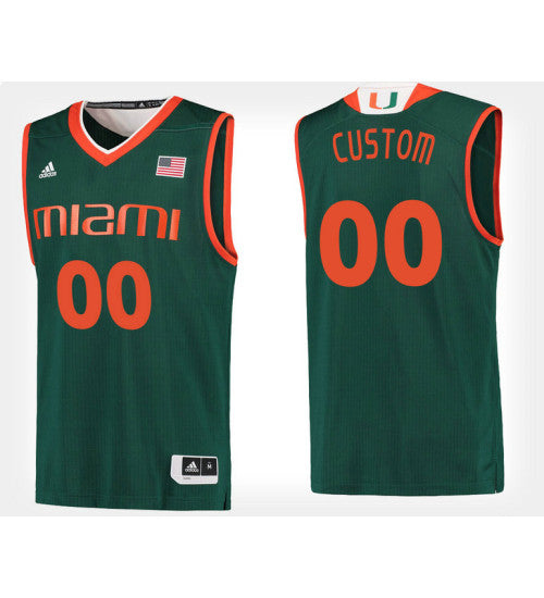 Miami Hurricanes 00 Custom Green Alternate Jersey College Basketball retro stitched fan jersey RTJ9889 image 1