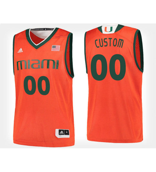 Miami Hurricanes 00 Custom Orange Home Jersey College Basketball retro stitched fan jersey RTJ9888 image 1
