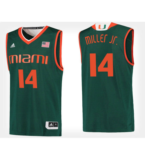 Miami Hurricanes 14 Rodney Miller Jr Green Alternate College Basketball Jersey retro stitched fan jersey RTJ9868 image