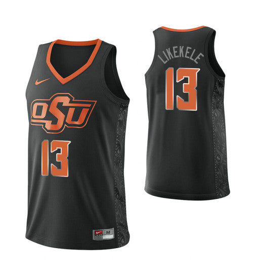 Oklahoma State Cowboys 13 Isaac Likekele College Basketball Jersey Black retro stitched fan jersey RTJ2693 image 1