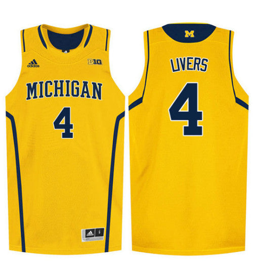 Michigan Wolverines 4 Isaiah Livers College Basketball Jersey Gold retro stitched fan jersey RTJ9411 image 1