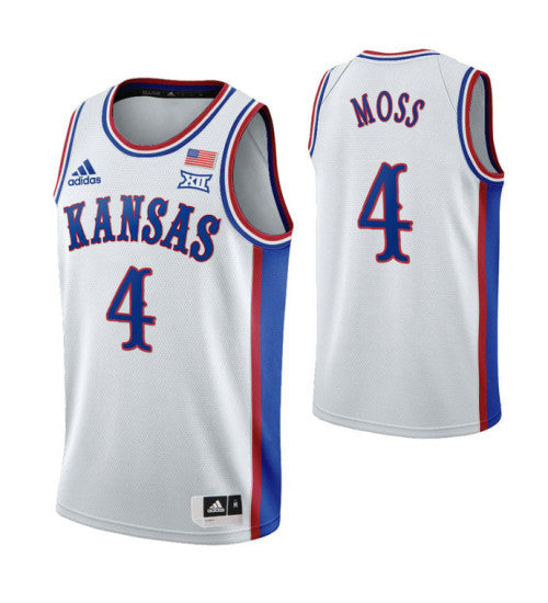 Kansas Jayhawks 4 Isaiah Moss 1990S Throwback College Basketball Jersey White retro stitched fan jersey RTJ10489 image
