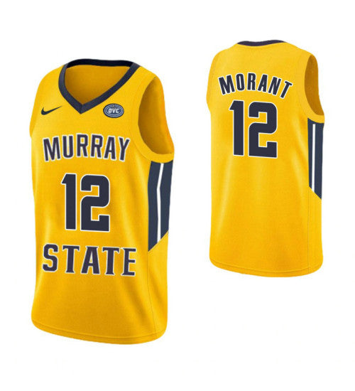 Murray State Racers 12 Ja Morant College Basketball Jersey Yellow retro stitched fan jersey RTJ9208 image 1