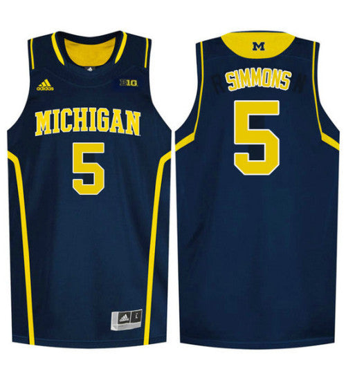 Michigan Wolverines 5 Jaaron Simmons College Basketball Jersey Navy 3254 retro stitched fan jersey RTJ9395 image 1