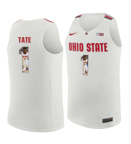 Ohio State Buckeyes 1 Jaesean Tate College Basketball Jersey White 3956 retro stitched fan jersey RTJ8693 image 1