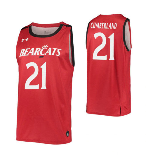 Jaevin Cumberland College Basketball Jersey Red Cincinnati Bearcats retro stitched fan jersey RTJ10787 image 1
