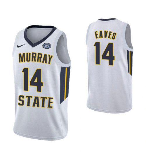 Murray State Racers 14 Jaiveon Eaves College Basketball Jersey White retro stitched fan jersey RTJ9201 image 1