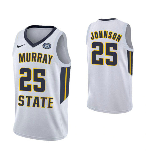 Murray State Racers 25 Jalen Johnson College Basketball Jersey White retro stitched fan jersey RTJ9189 image 1
