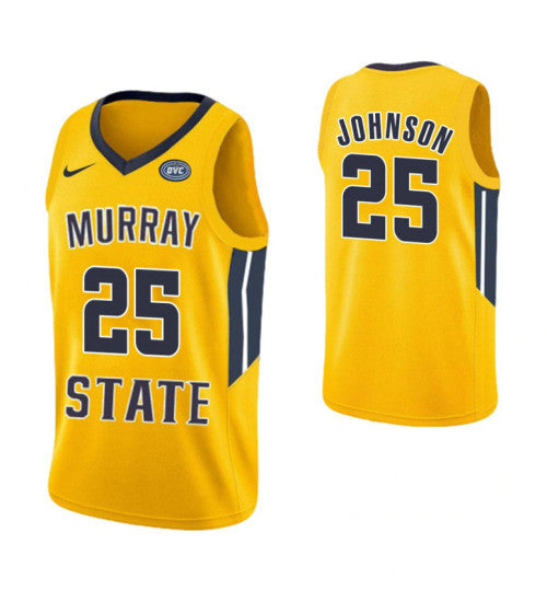 Murray State Racers 25 Jalen Johnson College Basketball Jersey Yellow retro stitched fan jersey RTJ3379 image 1