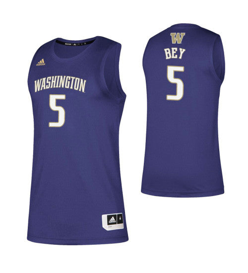 Washington Huskies 5 Jamal Bey College Basketball Jersey Purple retro stitched fan jersey RTJ1251 image 1