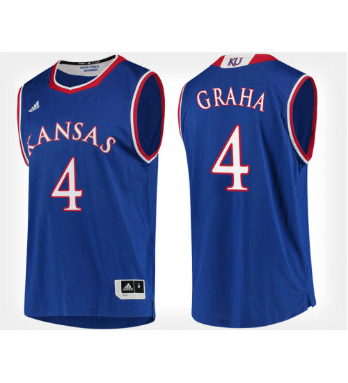 Kansas Jayhawks 4 Devonte Graham Blue Home College Basketball Jersey retro stitched fan jersey RTJ10561 image 1