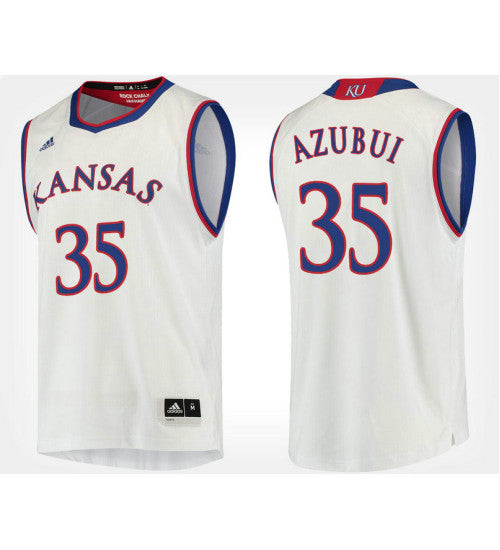 Kansas Jayhawks 35 Udoka Azubuike White Road College Basketball Jersey retro stitched fan jersey RTJ4697 image 1