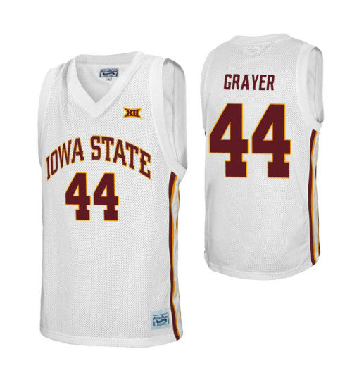 Iowa State Cyclones 44 Jeff Grayer Alumni College Basketball Jersey White retro stitched fan jersey RTJ10805 image 1