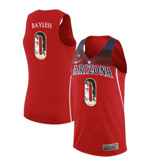 Arizona Wildcats 0 Jerryd Bayless College Basketball Jersey Red retro stitched fan jersey RTJ12462 image 1