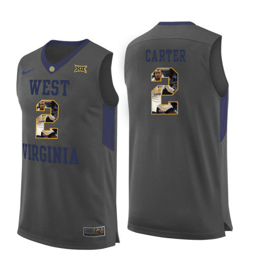 West Virginia Mountaineers 2 Jevon Carter College Basketball Jersey Gray 5691 retro stitched fan jersey RTJ6958 image 1