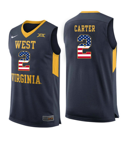 West Virginia Mountaineers 2 Jevon Carter College Basketball Jersey Navy 5694 retro stitched fan jersey RTJ6955 image 1