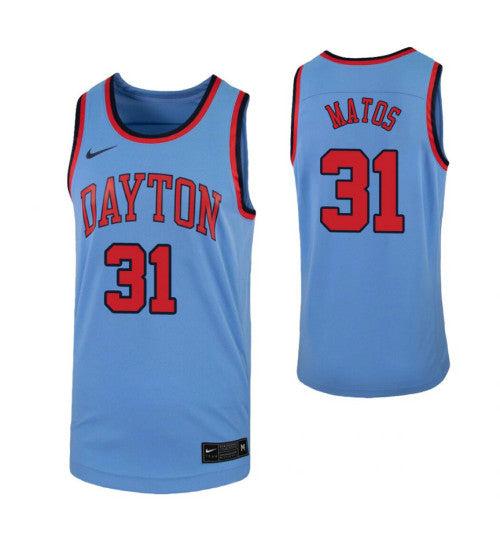 Dayton Flyers 31 Jhery Matos Light Blue College Basketball Jersey retro stitched fan jersey RTJ11711 image 1