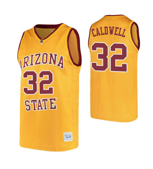 Arizona State Sun Devils 32 Joe Caldwell Gold College Basketball Jersey retro stitched fan jersey RTJ6587 image 1