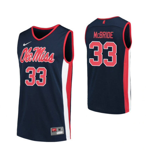 Ole Miss Rebels 33 John Mcbride Navy College Basketball Jersey retro stitched fan jersey RTJ2675 image 1