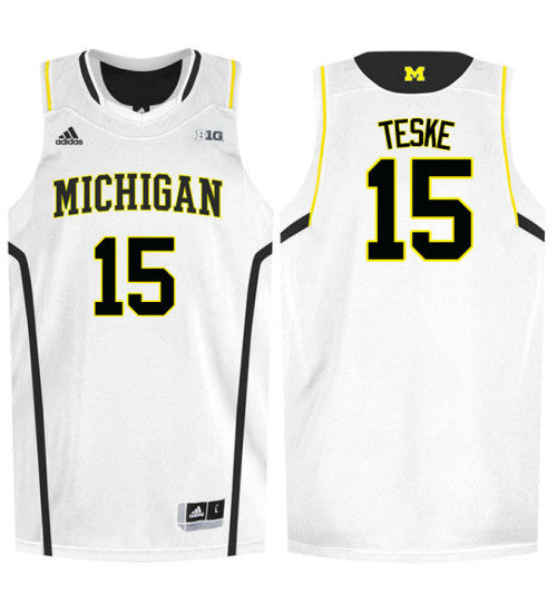 Michigan Wolverines 15 Jon Teske College Basketball Jersey White 8961 retro stitched fan jersey RTJ3688 image 1