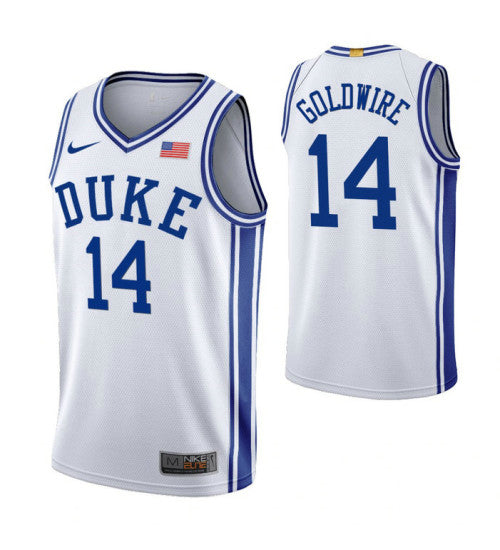 Duke Blue Devils Jordan Goldwire White College Basketball Jersey retro stitched fan jersey RTJ5540 image 1